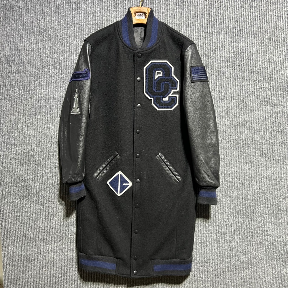 Opening Ceremony Varsity Jacket Women Medium Black Longline Wool Leather Coat OC
